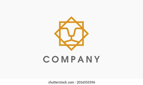 Geometric Minimal Mono line Lion Iconic Logo Design