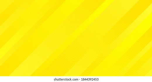 Geometric minimal pattern modern sleek texture. Abstract bright yellow gradient color and dots texture halftone style with oblique lines stripes background. Vector illustration