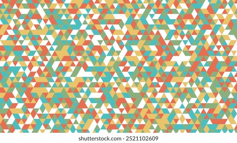 Geometrisches Minimalmuster-Mosaik. Einfache bunte Dreiecksformen, modernes Bauhaus-Banner, Vektordesign
