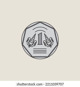 geometric minimal representation on Indian one rupee coin svg