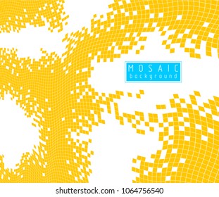 Geometric minimal vector art, beautiful dimensional illustration of mosaic tiles, modern trendy template with copy space for title and text. Usable for brochure, magazine, ad, banner, poster.