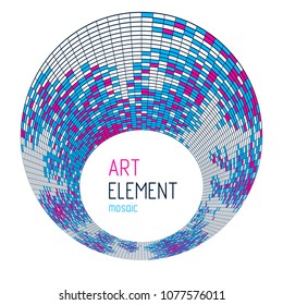 Geometric minimal vector art, beautiful dimensional illustration of mosaic tiles, modern trendy template with copy space for title and text. Usable for brochure, magazine, ad, banner, poster.