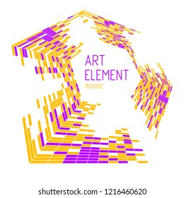 Geometric minimal vector art, beautiful dimensional illustration of mosaic tiles, modern trendy template with copy space for title and text. Usable for brochure, magazine, ad, banner, poster.