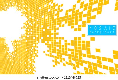Geometric minimal vector art, beautiful dimensional illustration of mosaic tiles, modern trendy template with copy space for title and text. Usable for brochure, magazine, ad, banner, poster.