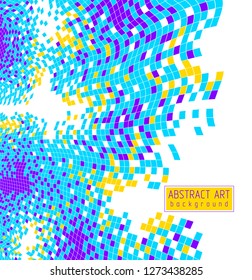 Geometric minimal vector art, beautiful dimensional illustration of mosaic tiles, modern trendy template with copy space for title and text. Usable for brochure, magazine, ad, banner, poster.