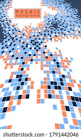 Geometric minimal vector art, beautiful dimensional illustration of mosaic tiles, modern trendy template with copy space for title and text. Usable for brochure, magazine, ad, banner, poster.