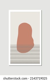 Geometric minimalist abstract hand painted poster for wall decoration, wallpaper, room decoration. Contemporary art style creative linear shape canvas vector illustration