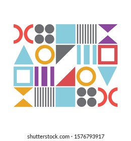 Geometric minimalist art poster with simple shape and figure. Abstract design of vector patterns in geometric style for web banner, poster, wallpaper