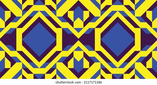 Geometric minimalist artwork poster. Design for web banner, wallpaper, business presentation, fabric print. Modern art Scandinavian design style, in yellow blue and purple