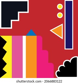 Geometric minimalist artwork poster with simple shapes and images. Abstract vector pattern design. Vector illustration.