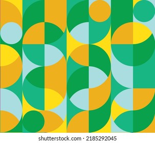 Obra de arte geométrica minimalista con formas e imágenes simples. verde, naranja, amarillo. Resumen de diseño de patrones vectoriales en estilo escandinavo para banners web, presentaciones de negocios, paquetes de marca, fabr