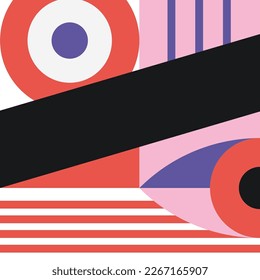 Geometric minimalist background. Vector color circular abstract design illustration 