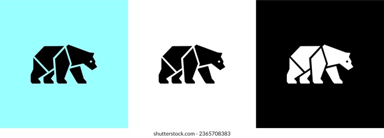 Geometric minimalist bear logo icon with black blue white color