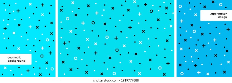 Geometric minimalist blue background set. Simple brochure design. Blue color tones geometric icons vector set