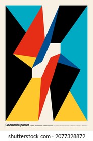 Composición geométrica y minimalista para la decoración de paredes, postales o diseños de folletos, inspirada por el movimiento Bauhaus. EPS10 vectores.