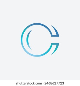 Letra geométrica minimalista C Logo Icon Vector