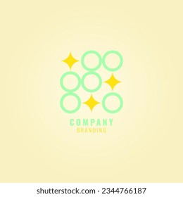 geometric minimalist logo with circle and spark element for company branding