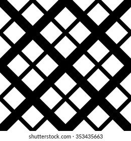Geometric, minimalist pattern with intersecting squares. Monochrome, grayscale vector texture.