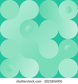 Geometric minimalist rounded shapes background. Gradient turquoise color. Vector illustration, flat design