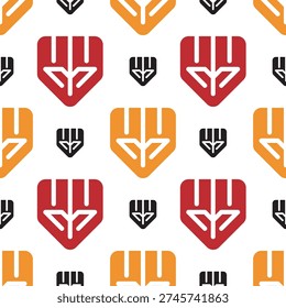 Geometric Minimalist Tileable Shield Emblem Icon Seamless Pattern Background