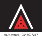 Geometric Minimalist Triangle Composition with Nested Shapes in Red, White and Black