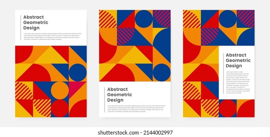 Geometric minimalistic artwork covered with shapes and figures. The abstract pattern design style for cover, web banner, landing page, business presentation, branding, packaging, wallpaper