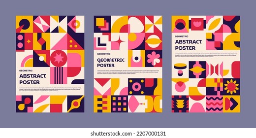 Geometric minimalistic artwork poster set for promotion, event and sales