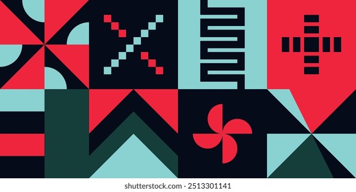 Cartel geométrico minimalista de la obra de arte con la forma y la figura simples. Diseño de patrón de Vector Abstractas en estilo escandinavo para Anuncio de Web, presentación de negocios, paquete de marca, impresión de tela