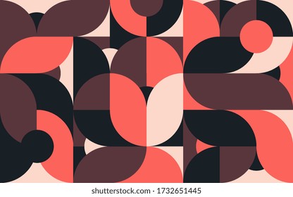 Plantilla de composición de color geométrica minimalista con formas. Patrón abstracto escandinavo para banner web, embalaje, marca.