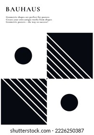 geometric minimalistic drawing, poster, background of figures: circle, line. Abstract template for web, banner, advertising, business, branding, printing. vector art illustration. bauhaus style