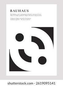 Dibujo minimalista geométrico, cartel, fondo de figuras: círculo, línea. Plantilla Abstractas para Web, Anuncio, publicidad, negocios, marca, impresión. ilustración de Arte vectorial. estilo bauhaus