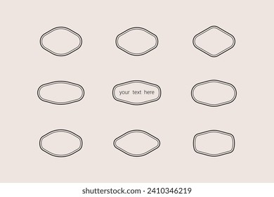 Geometric minimalistic frame for logo and label. Simple design oval shapes for package design.