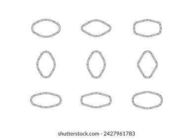 Marco geométrico minimalista para logotipo y etiqueta. Formas ovaladas de diseño simple para el diseño de paquetes.