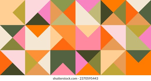 Geometric minimalistic mosaic seamless pattern. Abstract vector for web banner, business presentation, branding, card, invitation, poster, cover, textile print.