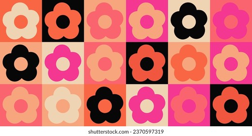 Geometric minimalistic mosaic seamless pattern. Abstract flower vector for web banner, business presentation, branding, card, invitation, poster, cover, textile print.