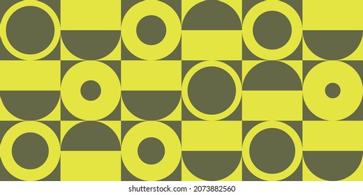 Geometric minimalistic pattern. Bright yellow circles. Design for advertising branding, web banner, business.Colorful Bauhaus pattern background