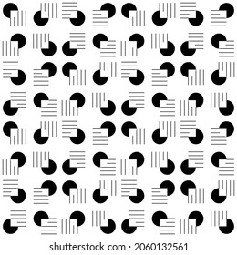 Geometric Minimalistic Pattern With Circles And Stripes. Black And White Modern Poster. Abstract Wall Art. Digital Art Of Interior Decoration For Print. Abstract Geometric Minimal Poster 