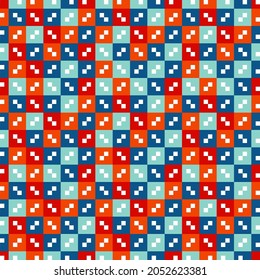 Geometrisches minimalistisches nahtloses Vektormuster. mehrfarbiger abstrakter, flacher skandinavischer Hintergrund. Farbige quadratische Fliesen. Design für Poster, Web-Banner, Geschäftspräsentation, Markenpaket, Bildschirmhintergrund