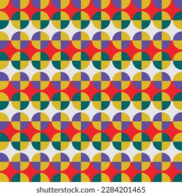 Geometric; Minimalistic; Vector; Pattern; Vintage; Colors; Retro; Symmetrical; Abstract; Modern; Geometric shapes; Simple; Geometric patterns; Circles; Hexagons; Eye-catching; Playful; Earthy tones; 