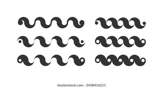 Geometric minimalistic wavy element in retro style. Vector shape for frame, packaging, labels, postcards, invitations, decor.