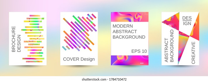 Geometric Minimum vector coverage. Artistic covers design. Creative fluid colors backgrounds.  Colorful rainbow gradient. Smooth banner template.