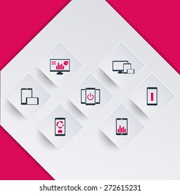 Geometric mobile, desktop business app, tablet, smartphone, icons, vector illustration, eps10, easy to edit