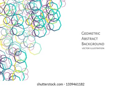 Geometric modern abstract background with octagons pattern. Medicine, science, molecular, technology, innovation concept with place for text. White background. Vector EPS 10 illustration.