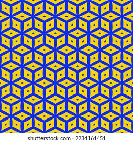 Geometric modern abstract seamless pattern, box square pattern, with yellow and blue contrast match color for fabric texture fashion designer, wallpaper home decorating