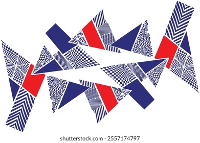 Geometric Modern Abstract Square Triangle Btight Tech Hi-sometric Seamless Background Red White Blue Abstract Pattern Design.eps