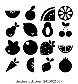 Geometric modern Abstract vegetables fruits silhouette. Bauhaus