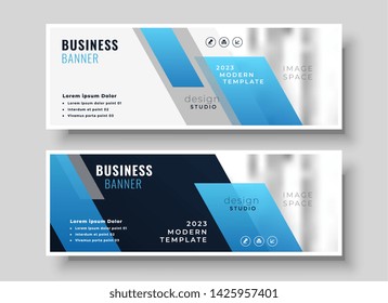 geometric modern blue business presentation banner design