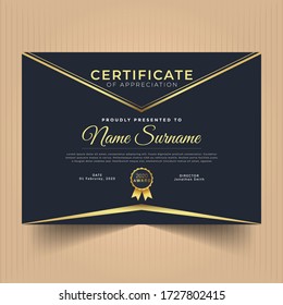 Geometric modern certificate of achievement template with gold line