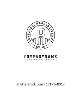 Geometric modern circle outline badge P logo letter design concept.