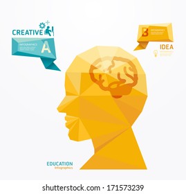 geometric Modern Design head style infographic template / can be used for infographics / numbered banners / horizontal cutout lines / graphic or website layout vector